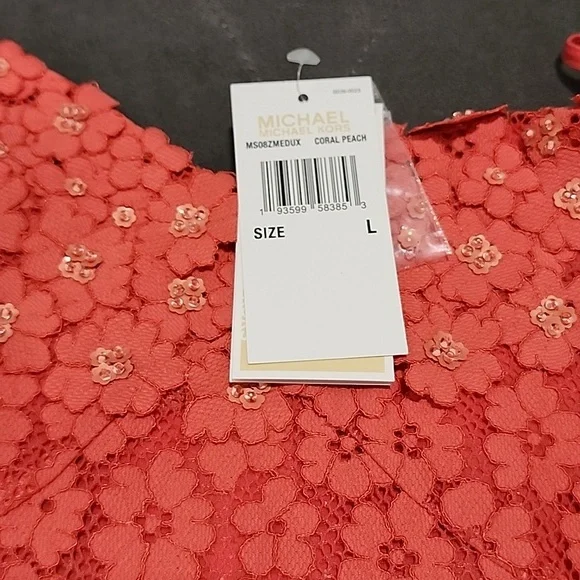 Michael Michael Kors Embellished Coral Peach Size Large Dress - Picture 9 of 14